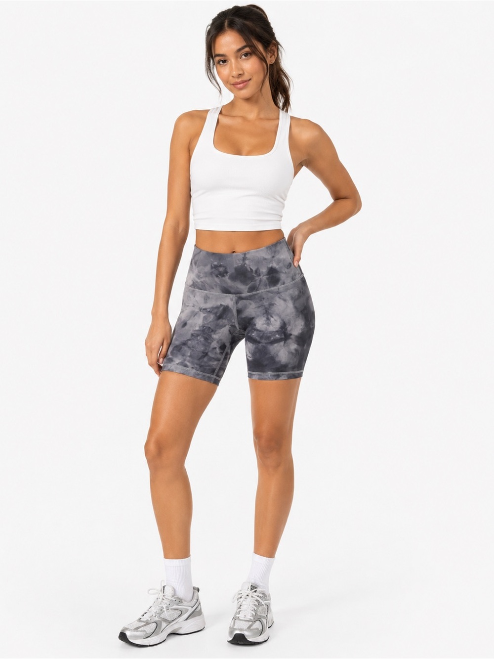 lululemon athletica Grey Tie-Dye High-Rise Bike Shorts